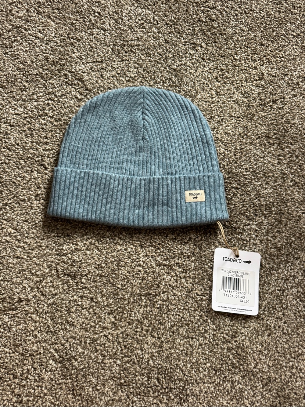 NWT TOAD&CO Women's Cazadero Glacier Wool Ribbed Knit Beanie Hat One Size